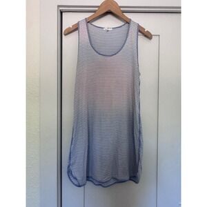 LAKE Pajamas Women Blue White Striped Pima Cotton Tank Nightgown Sleep Dress S